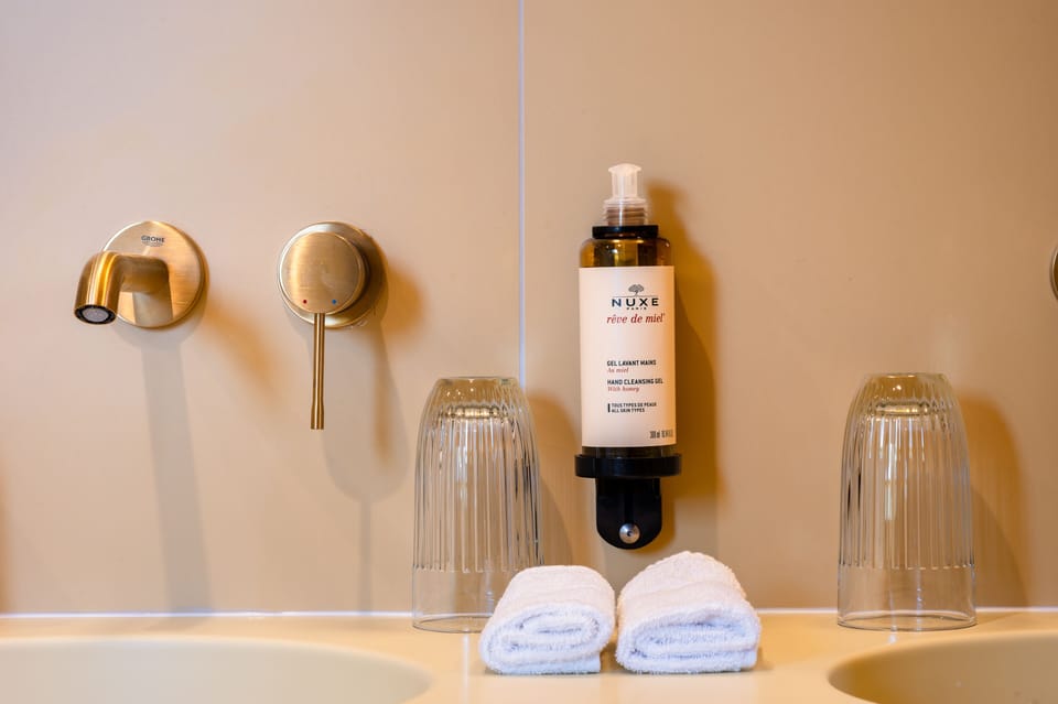 Free toiletries, hair dryer, slippers, towels