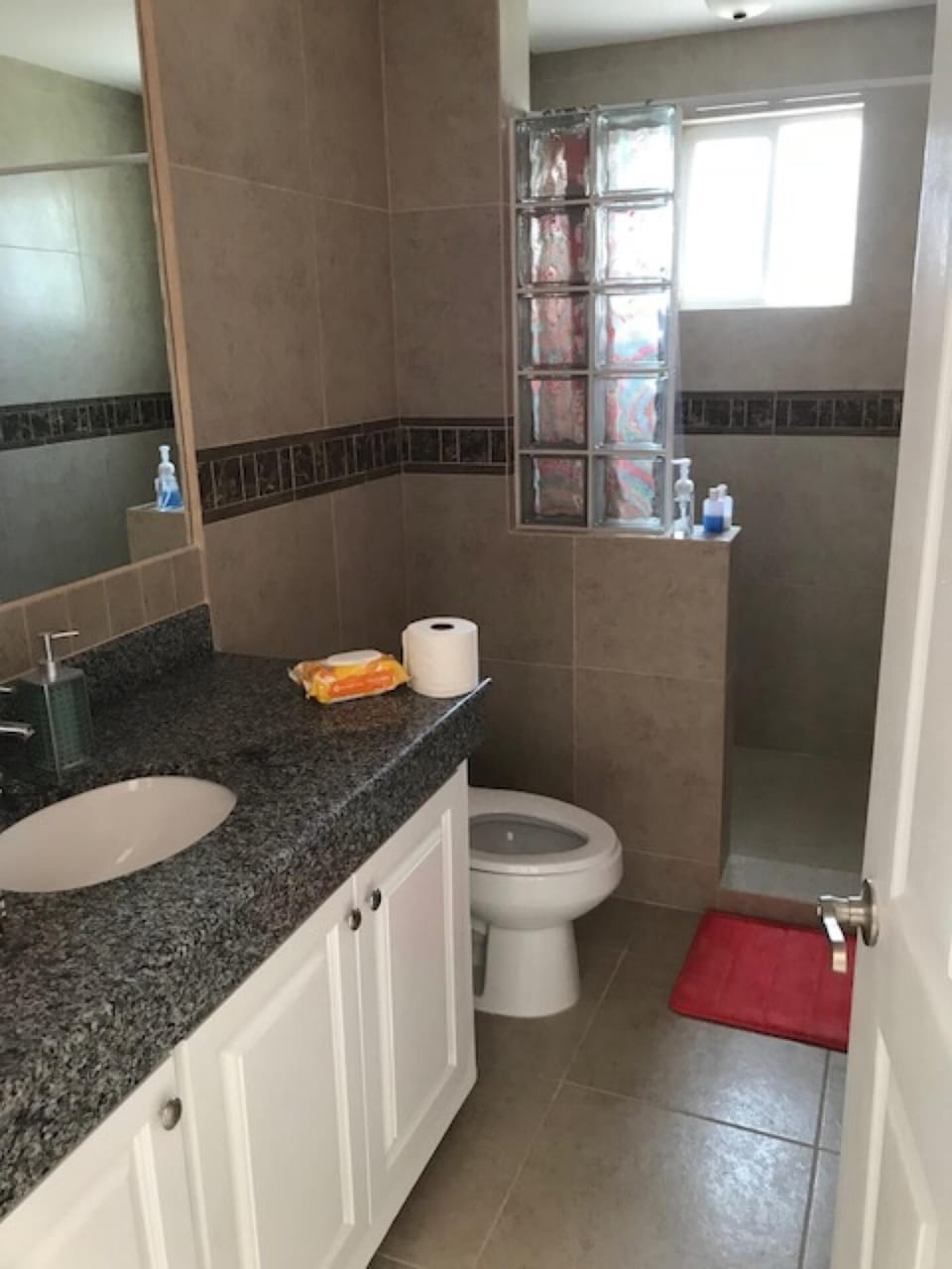 Two bathrooms with showers.