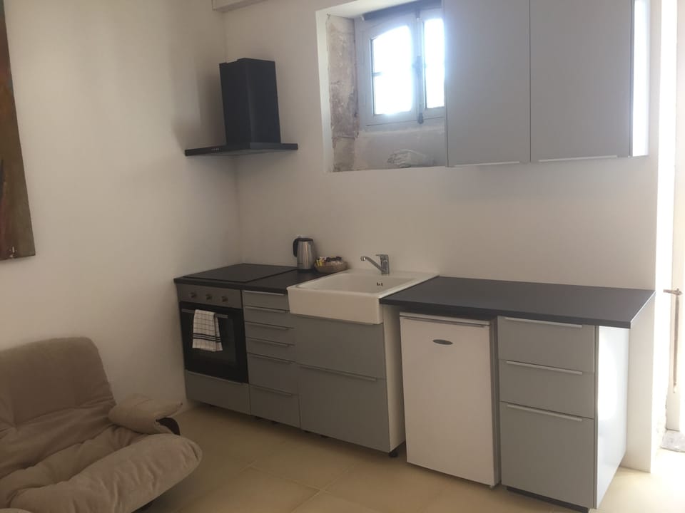 Family Apartment | Private kitchen | Fridge, microwave, oven, stovetop
