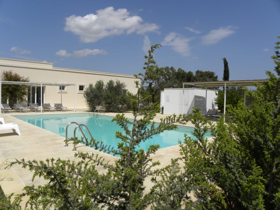 Seasonal outdoor pool, open 9 AM to 7 PM, pool umbrellas, sun loungers