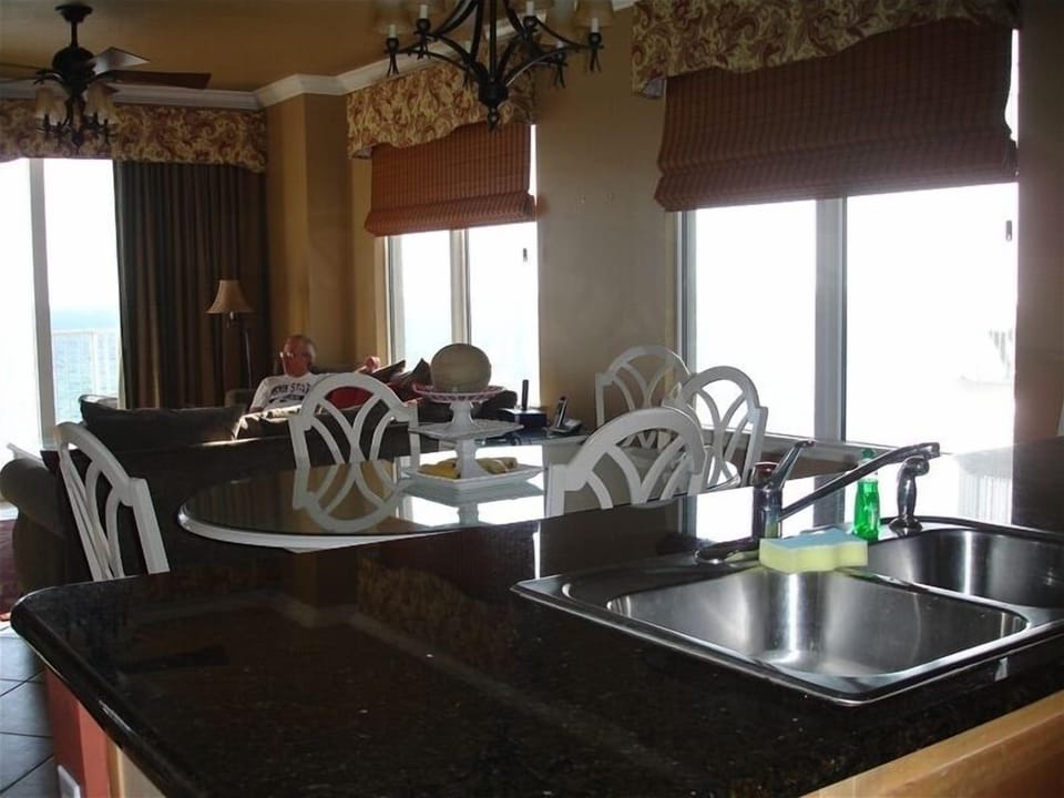 view from kitchen area - you can see the water