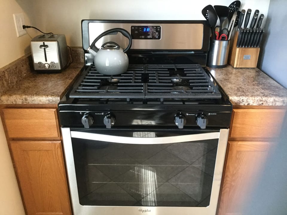 New stainless steel gas stove, perfect for baking or frying up some grub