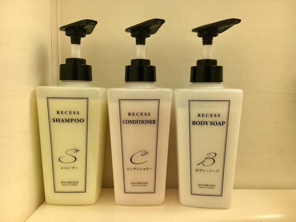 Combined shower/tub, free toiletries, hair dryer, slippers
