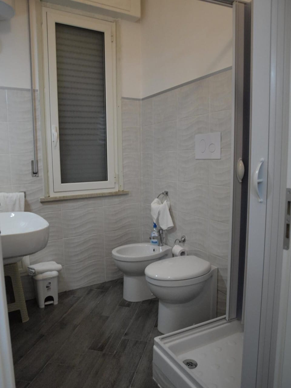 Shower, free toiletries, hair dryer, bidet