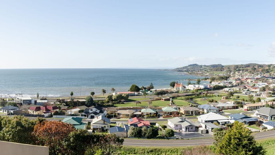 Panoramic view looking over the small township.