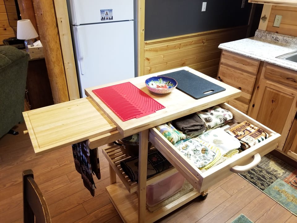 Moveable island in the kitchen.