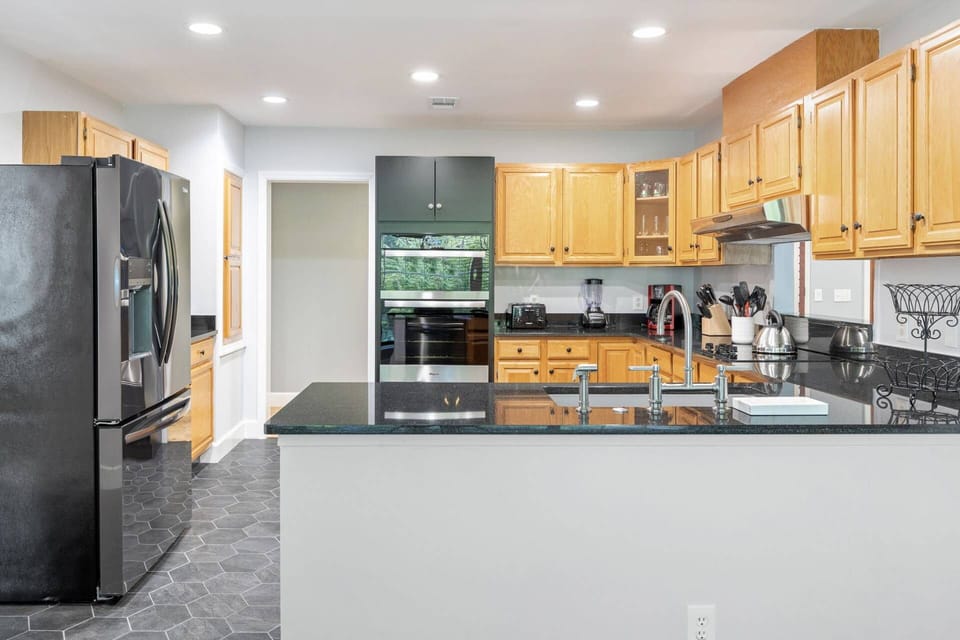 A bright clean fully equipped kitchen