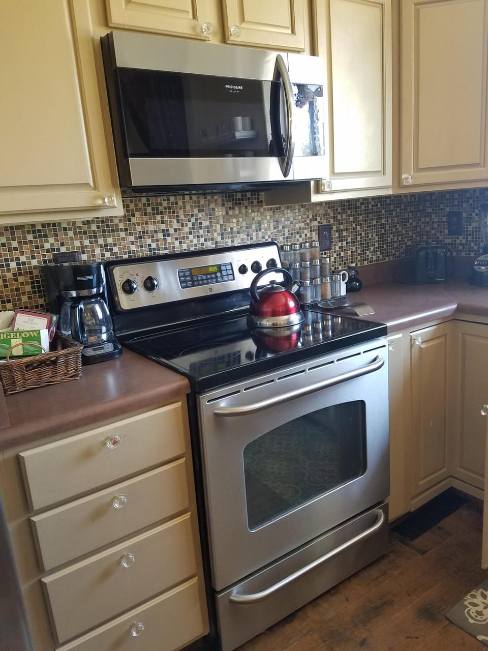 kitchen stove and microwave