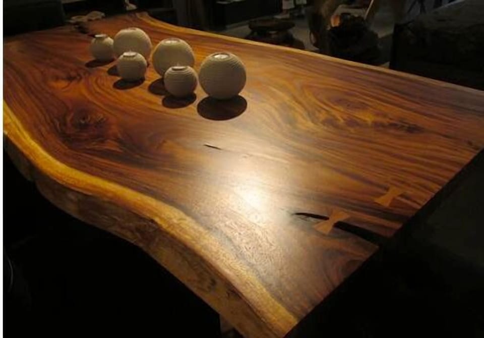 - Handcrafted live edge wood table with stunning natural grain and butterfly joints for character
- Warm ambient lighting creates a cozy, artistic dining or work nook
- Minimalist ceramic decor adds a peaceful, earthy touch to your space

