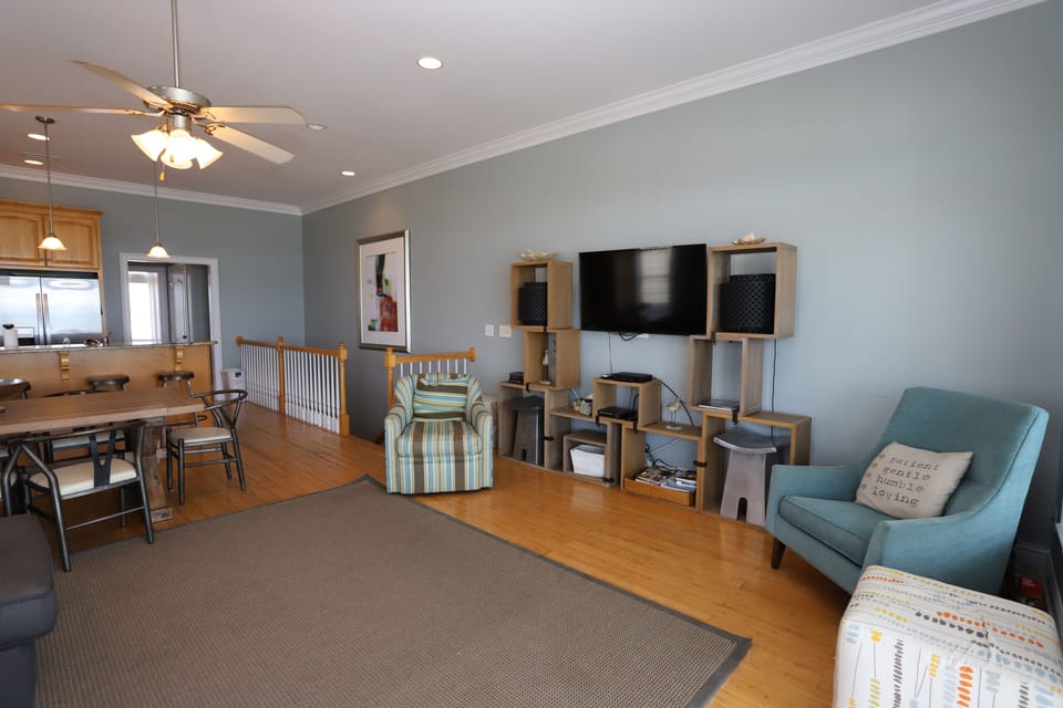 Wall mounted flat screen HD TV for the main living area