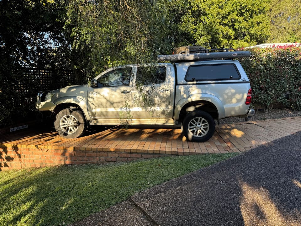 Parking space for four wheeler & caravan.