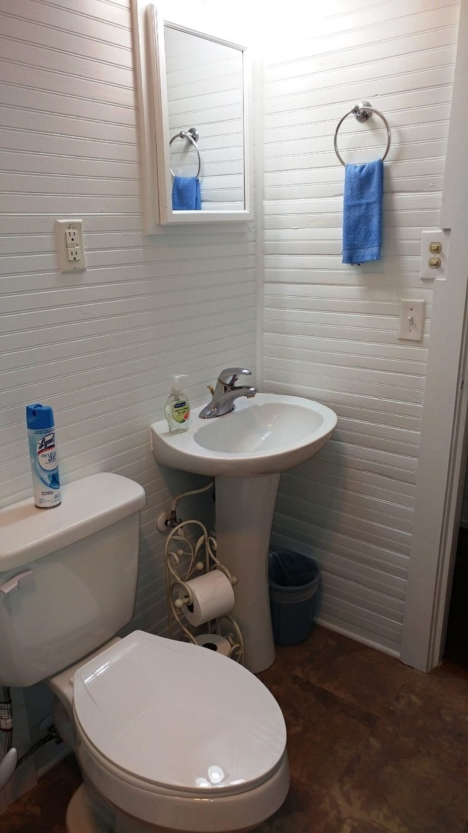 Bathroom in hallway with shower