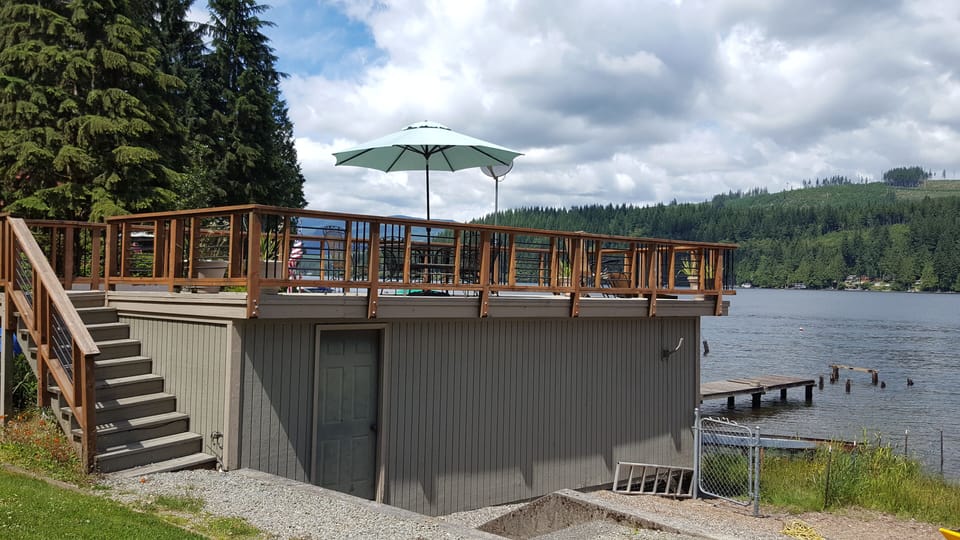 View of the boathouse from the hammock 