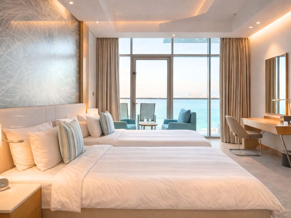 Premium Room Sea View Twin with Hotel Private Beach Access | Minibar, in-room safe, desk, laptop workspace
