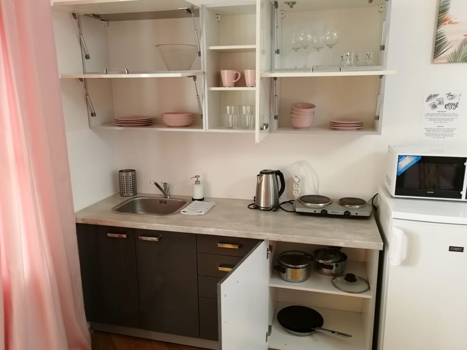 Basic Suite, 1 Bedroom | Private kitchen | Fridge, microwave, stovetop, coffee/tea maker