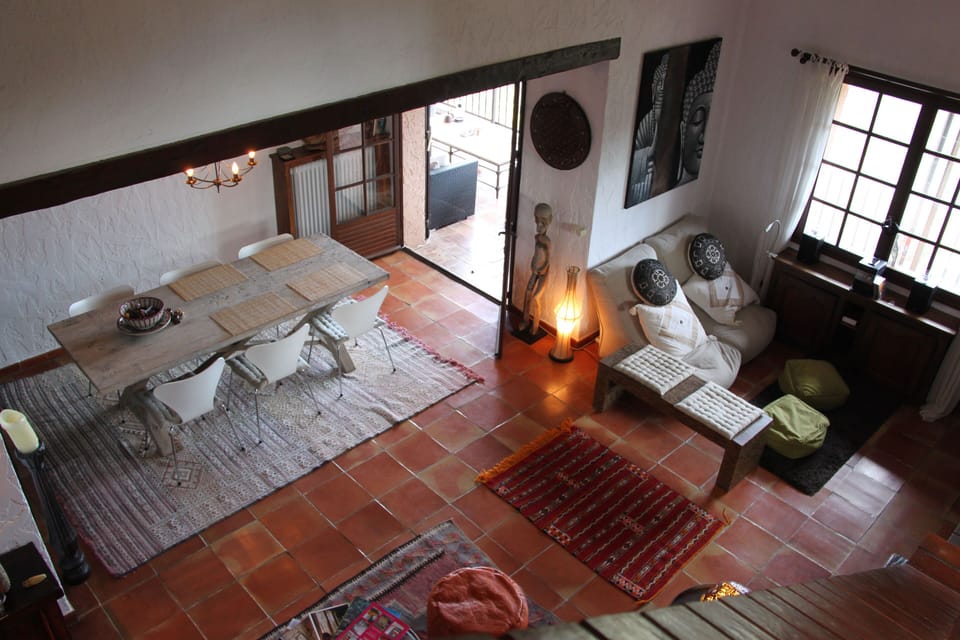 View down to Dining area from TV room