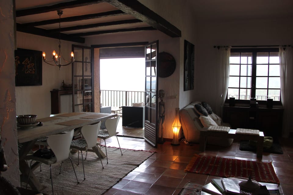 View from upstairs lounge to outdoor sitting area