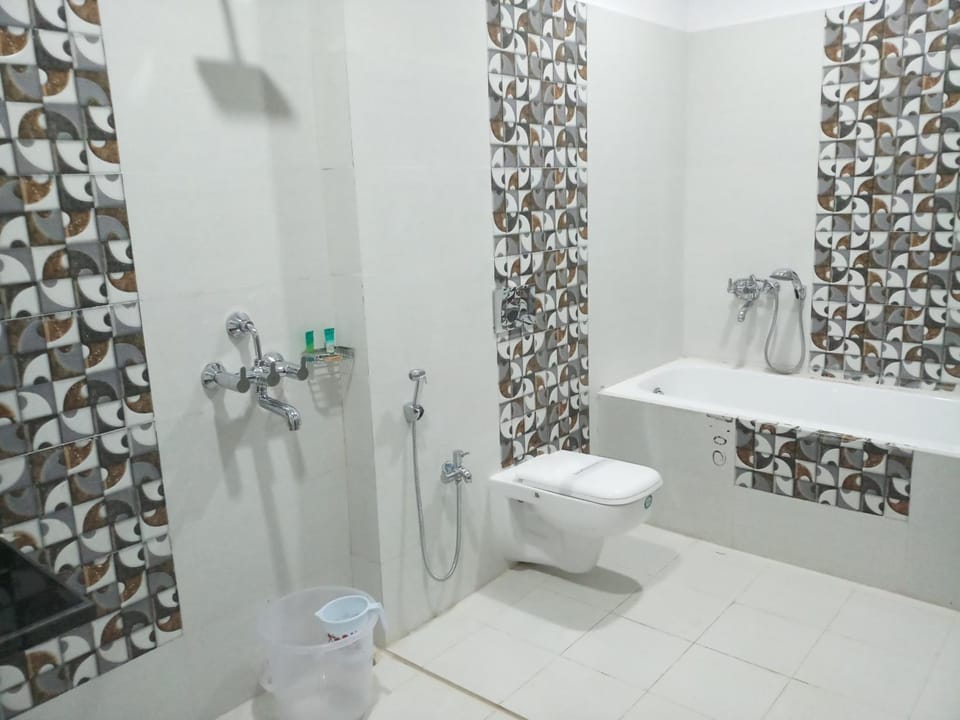 Shower, slippers, towels