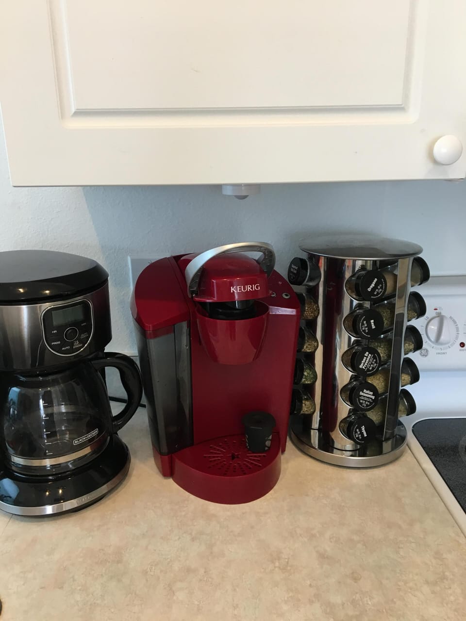 Coffee Pot/Keurig/Spice Rack