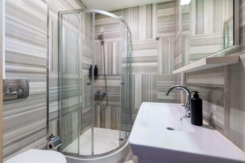 Triple Room | Bathroom | Shower, hair dryer, slippers, towels