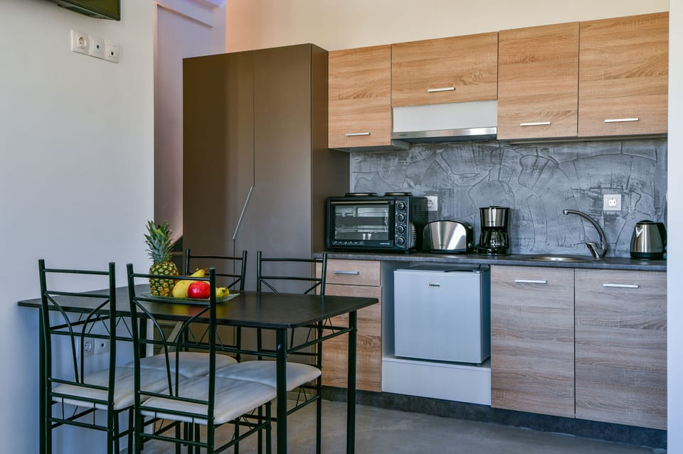 Mini-fridge, coffee/tea maker, electric kettle