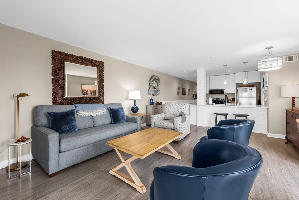 Open floor plan with comfortable seating