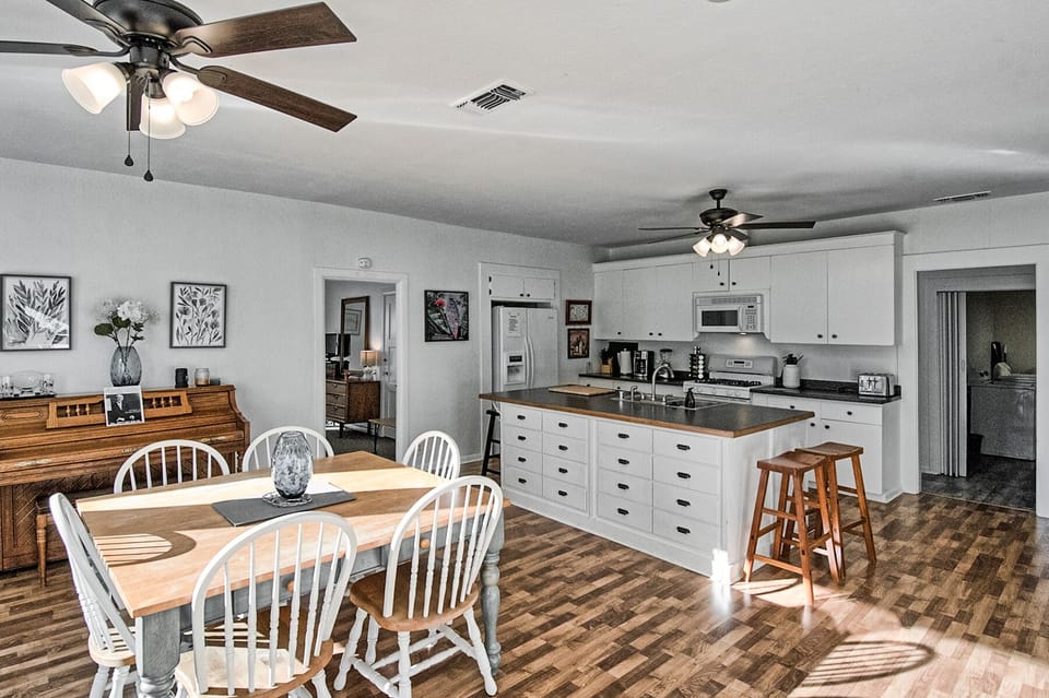 Open concept kitchen with dining