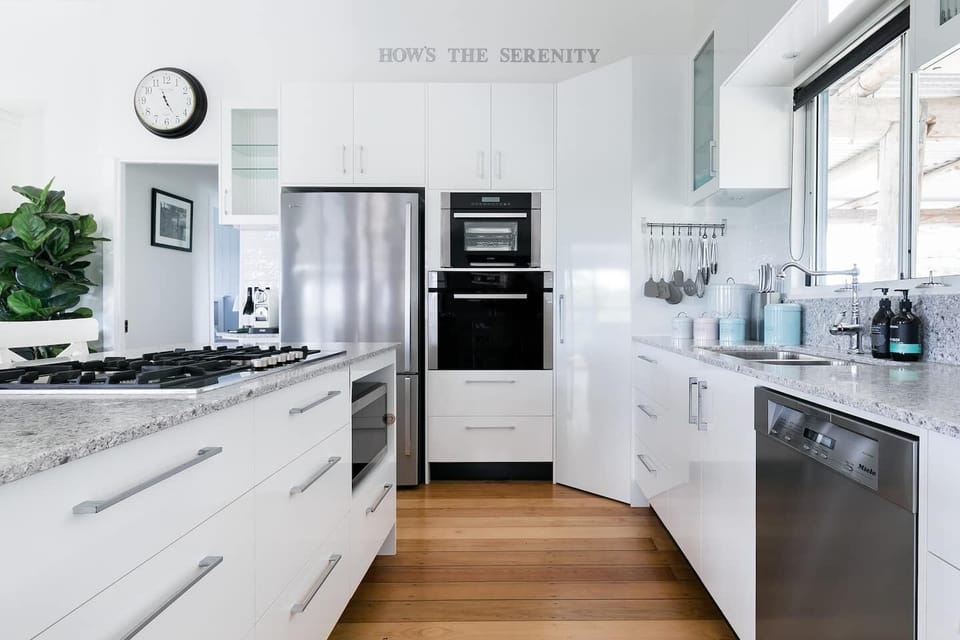 The modern, new kitchen with all the gadgets you'll ever need in the cottage.
