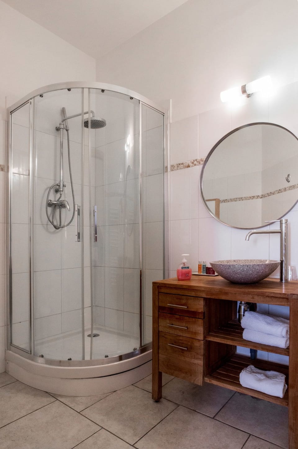 Bathroom | Shower, hair dryer, towels, soap