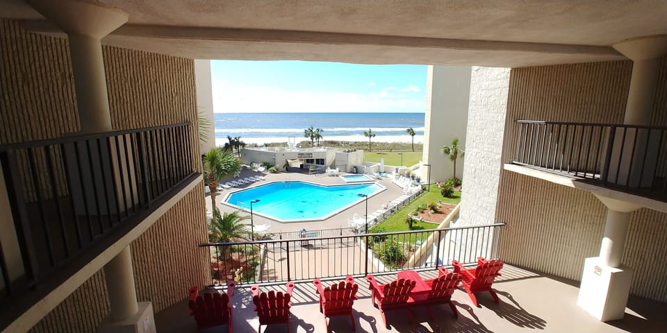 Beautiful gulf view from the communal balcony area just steps from the room