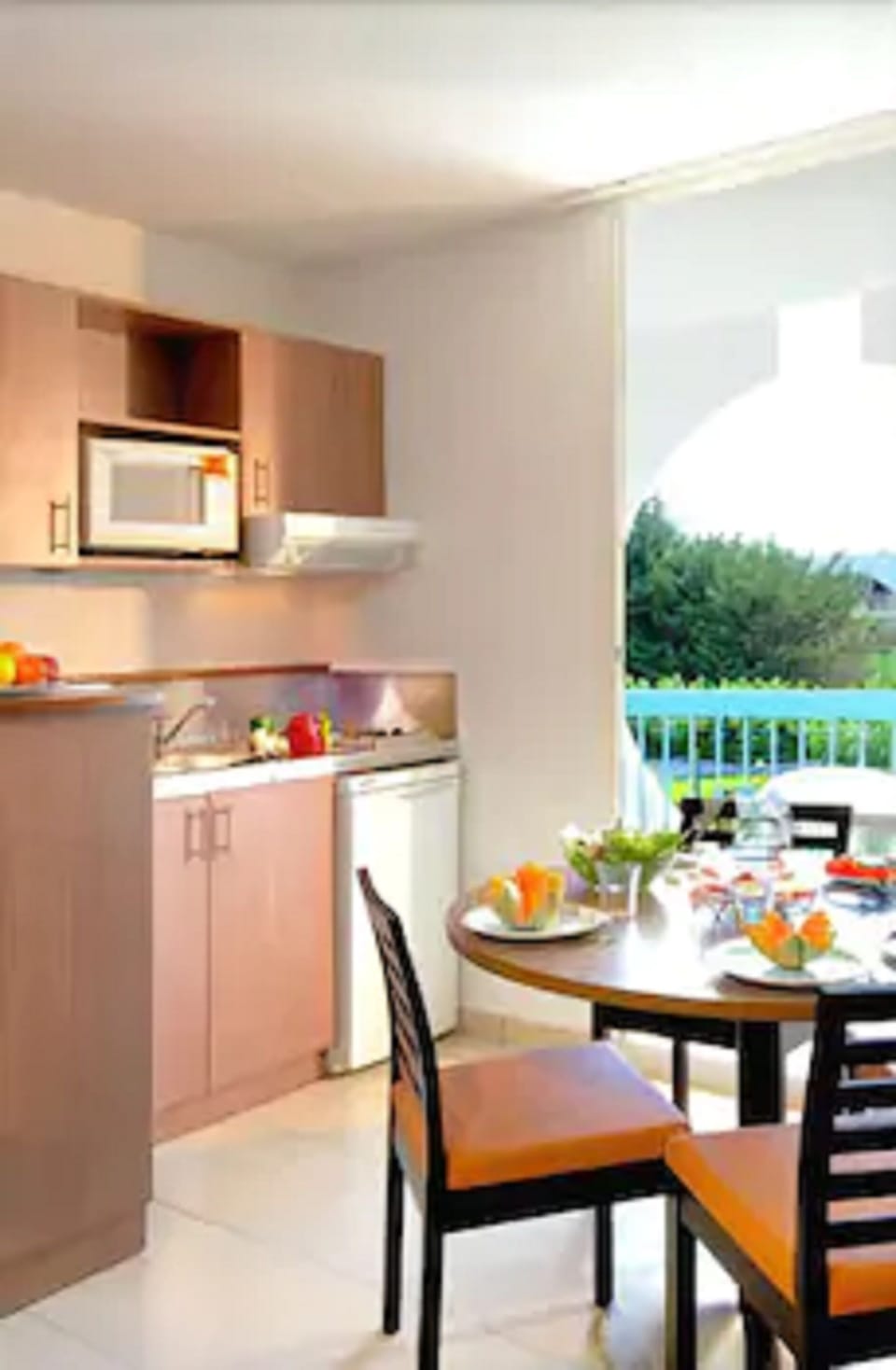 Fridge, microwave, stovetop, electric kettle