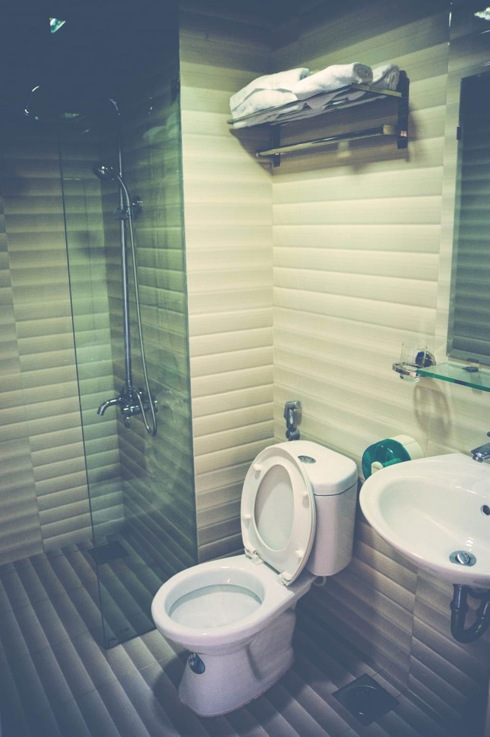 Shower, free toiletries, hair dryer, slippers