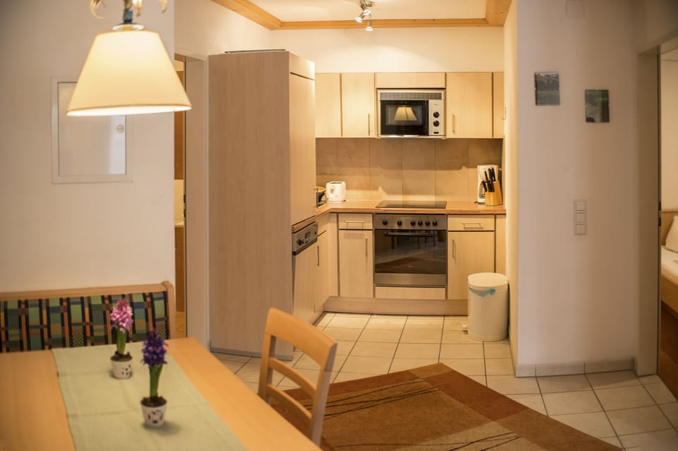 Family Apartment, 2 Bedrooms, Balcony, Mountain View (Included: Cleaning Fee 90.00 EUR) | Private kitchen | Full-size fridge, microwave, stovetop, dishwasher