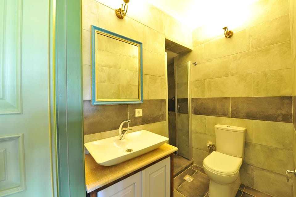 Shower, free toiletries, hair dryer, slippers