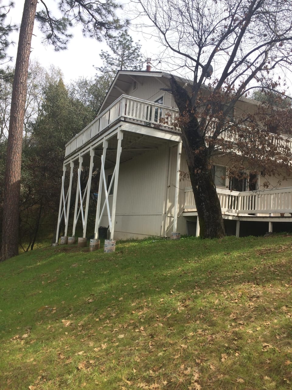 Our beautiful home, view of our deck behind the house.