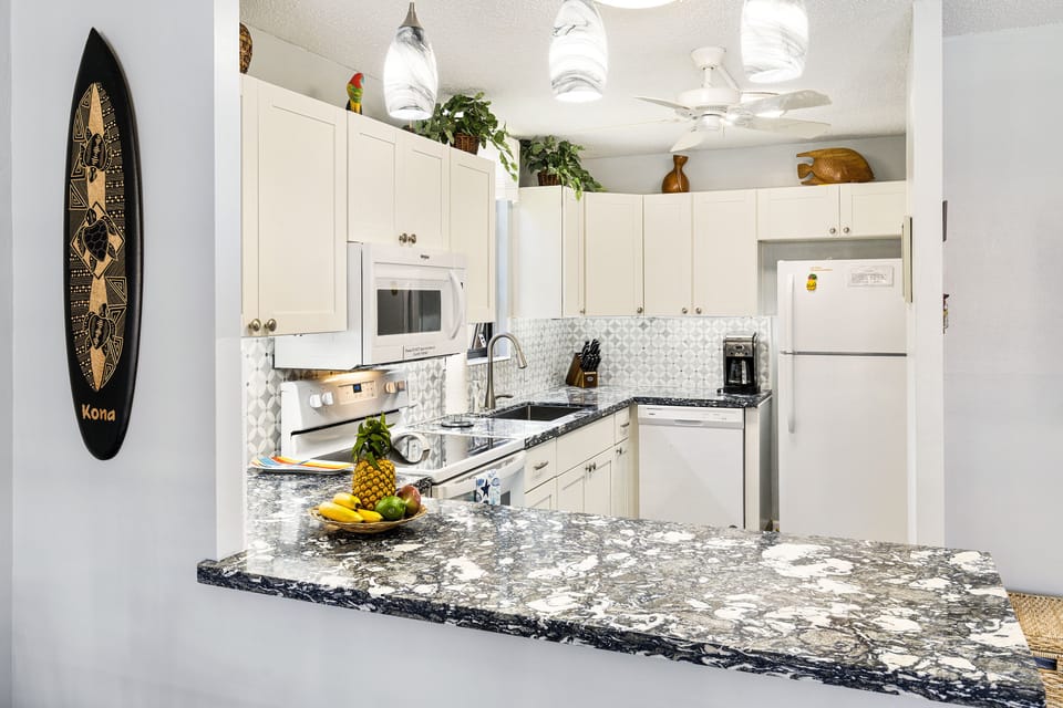 View of kitchen from living room