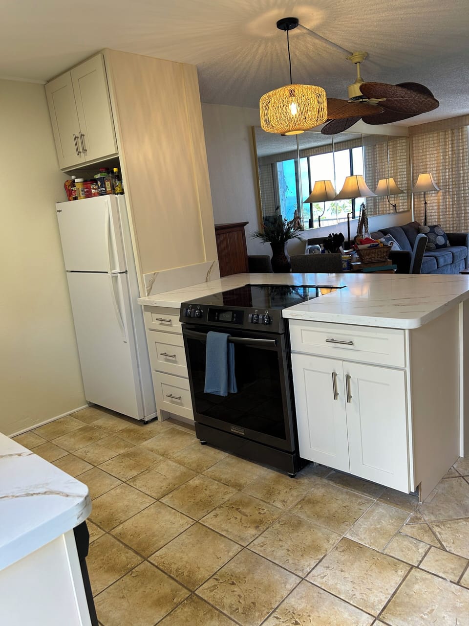 New kitchen peninsula bar create a great room effect