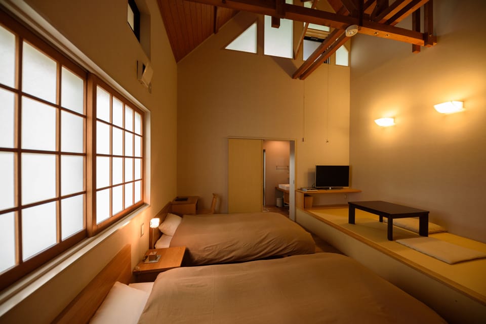 Japanese Western Style Room, Half Open Air Bath (KOHAKU) | WiFi (free), individually decorated, individually furnished, bed sheets
