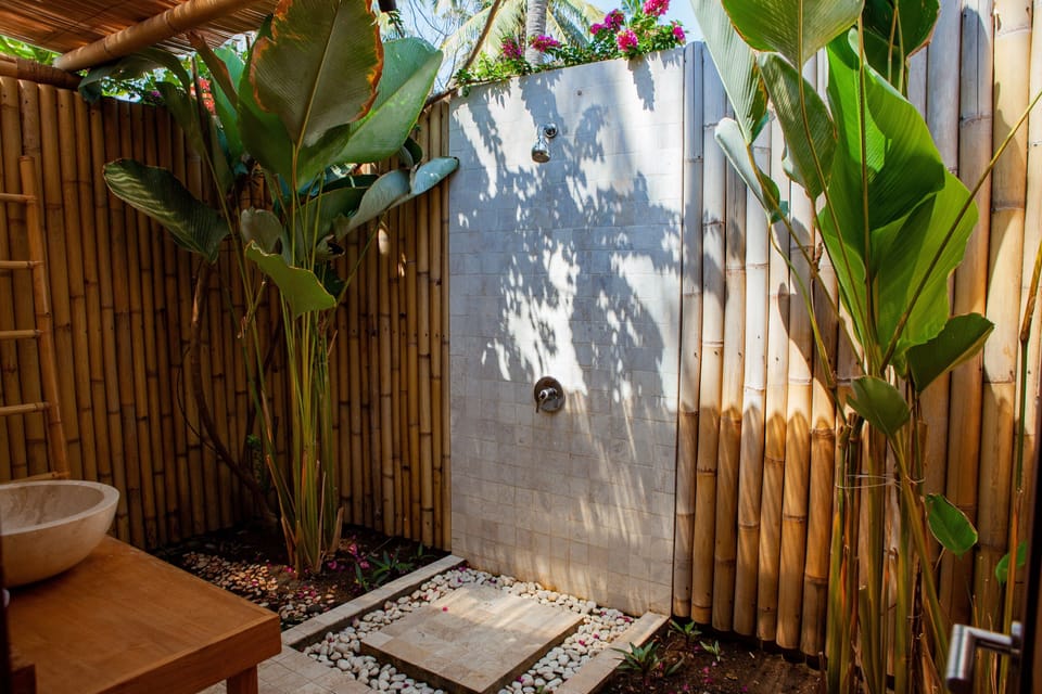 Shower, free toiletries, towels