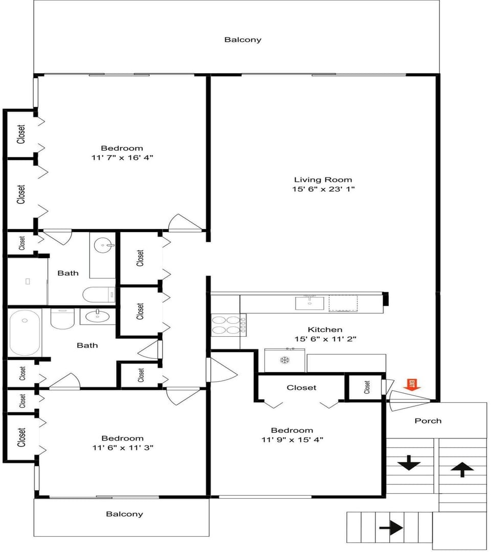 Queens Grant Oceanfront Condo Unit 211C - Floor Plan