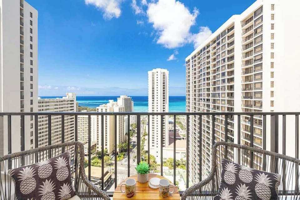 Enjoy having coffee on your balcony with this beautiful ocean view.
