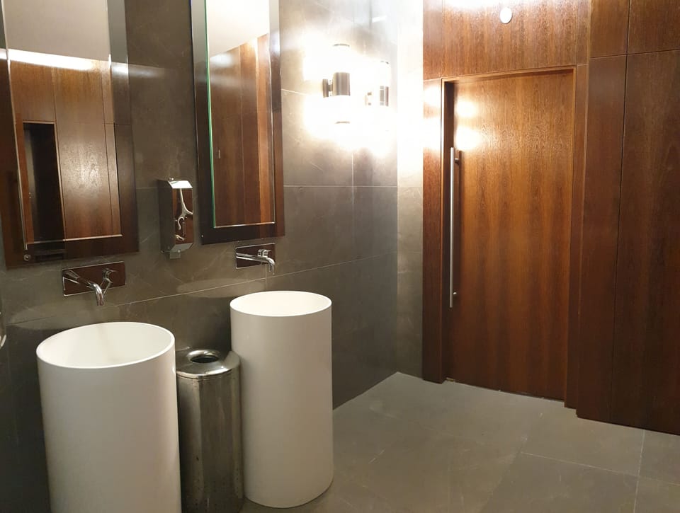 Hair dryer, bidet, towels