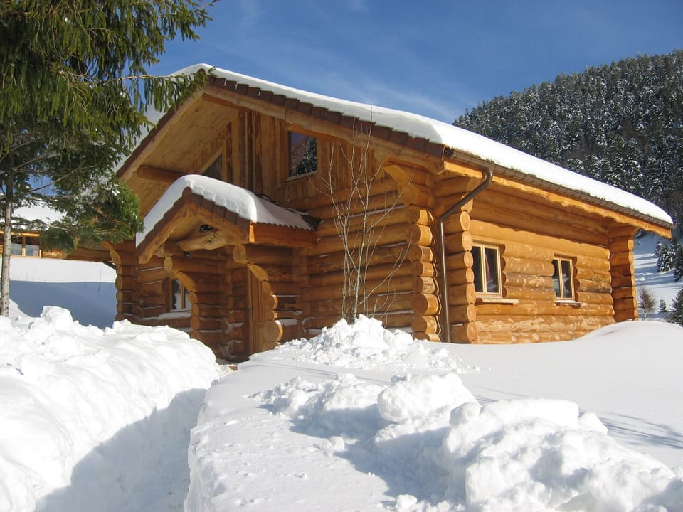 Location Chalet en rondins bois neige hiver La Bresse
