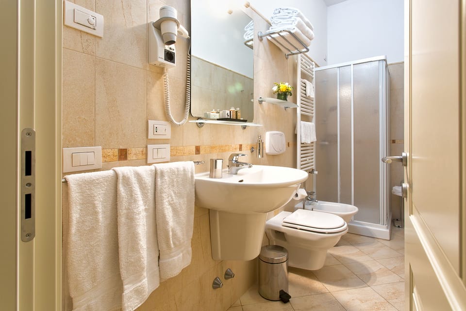 with extra bed, Canal view | Bathroom | Shower, free toiletries, hair dryer, bidet