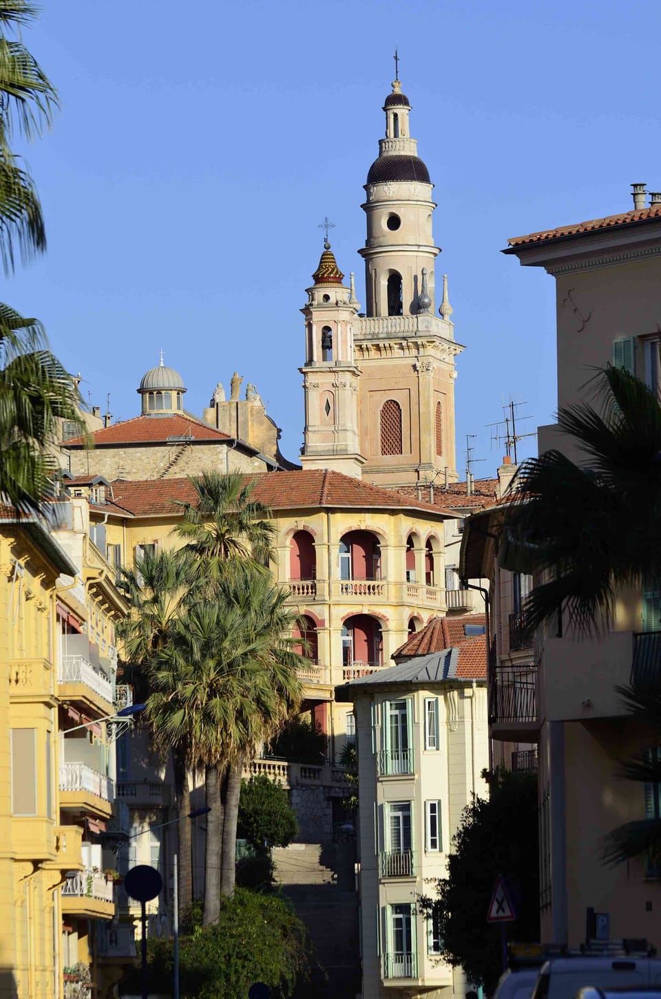 View of Menton's Cathedral and the historic district