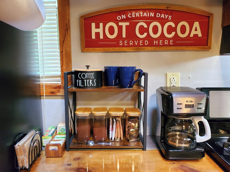 Fully stocked Coffee Bar. 