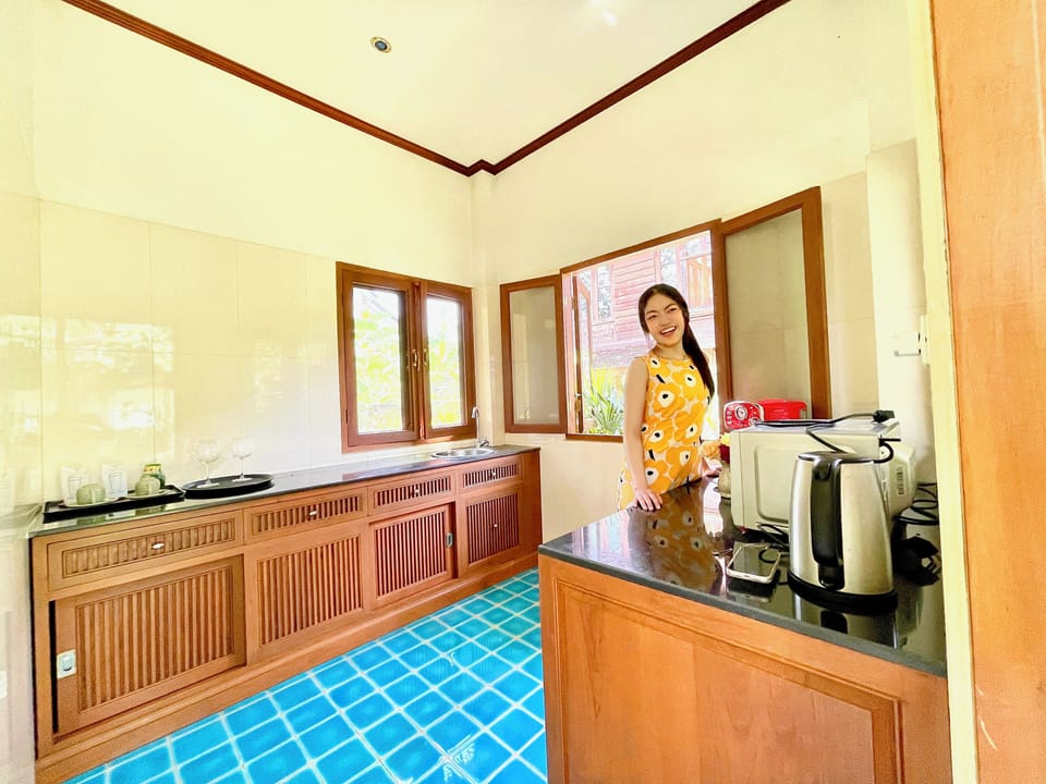 Fuangfha Premier Villa | Private kitchen | Full-size fridge, coffee/tea maker