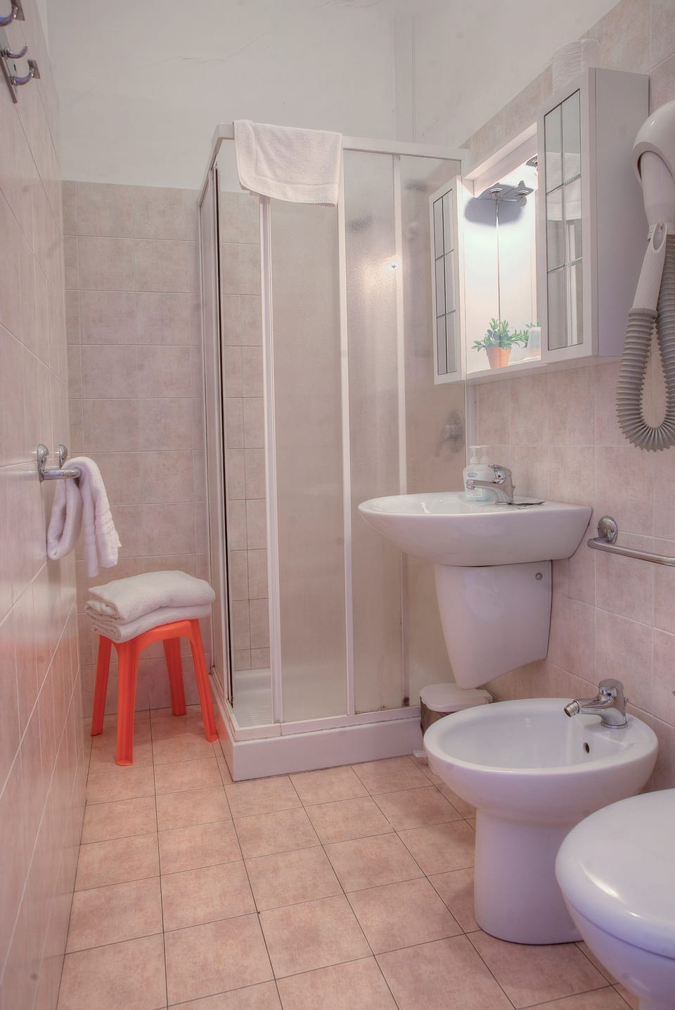 Shower, bidet, towels