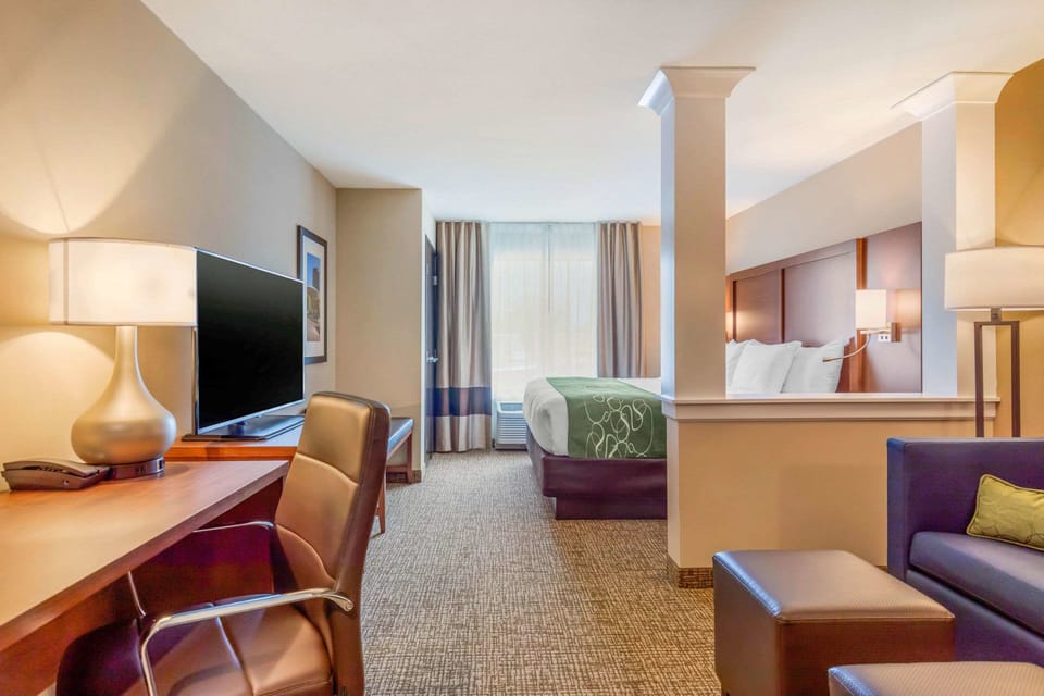 Suite, 1 King Bed, Non Smoking | In-room safe, desk, laptop workspace, blackout drapes