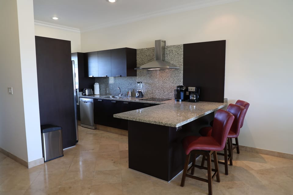 Kitchen with Dishwasher, Electric Oven and Convection Microwave. 